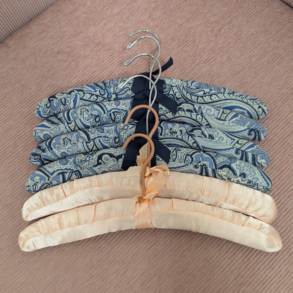 Set of Padded Hangers with Paisley and Satin Designs